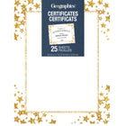 Geographics - Étoile D'or Certificats - Feuille D'or - 8.5" x 11" - Paquet de 25-Honorez vos étudiants, athlètes ou employés lorsqu'ils dépassent les attentes avec vos propres certificats.