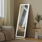 HOMCOM - Miroir sur pied led avec éclairage 3 couleurs - 21 po l x 64 po h - clair-Matériau : Verre trempé, alliage d’aluminium 