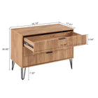 Manhattan Comfort - Dumbo table de chevet moderne 1 tiroir et commode 3 tiroirs - brun doré - ensemble de 2-Poignées de tiroir horizontales glamour en métal avec finition dorée