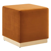 Modway - Tilden Velous de performance carré 17" Rembourré Ottoman - Rouille naturelle-Revêtement en velours de performance