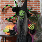 HOMCOM - Halloween Vieille Sorcière Animatronique avec Yeux Lumineux-Couleur : violet, noir 