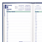 Blueline - 2027 Agenda quotidien avec reliure collée – 8 po x 5 po – Bleu – Bilingue-Calendriers de référence du mois précédent, du mois courant et des deux mois suivants sur chaque double page