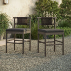 Modway - Eleni Terrasse extérieure Bois de teck Tabourets de comptoir Ensemble de 2 - Gris silex-Coussins en mousse pare-soleil
