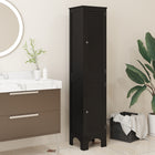 HOMCOM - Armoire de salle de bain haute avec étagères et portes - noir-Le design mince s'adapte facilement aux espaces restreints 