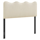 Modway - Athena Rayé Tissu tapis Tête de lit King Size, Rayures d’avoine-Rembourrage en tissu semblable au lin
