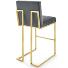 Modway - Privy Acier inoxydable doré Performance Velvet Tabouret de bar - Charbon de bois doré-Capsules de pied non marquées