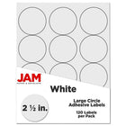JAM Paper Sceaux autocollants ronds, 2,5 po dia., blanc, 2 paquets de 120 (2147615066g)-Blanc