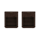 Manhattan Comfort - Ensemble de 2 tables de chevet modernes Evelyn 20" à 1 tiroir - Marron-Table de nuit moderne pour chambre et salon lot de 2