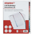 Staples - Intercalaires pré-imprimés - 1-15 - Couleurs tendance-Les intercalaires sont numérotés de 1 à 15 pour une meilleure organisation des documents