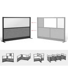 Luxor - Mur modulaire 70 x 48 - Cadre noir large, fenêtre givrée, PET gris frais-Conception avec panneaux en acrylique givré et panneaux acoustiques en PET