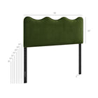 Modway - Athena Velours de performance résistant aux taches Tête de lit King Size, Vert mousse-Conception à vagues festonnées