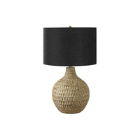 Monarch Specialties - Luminaire - 25 po H Lampe De Table - Abat-Jour Noir - Résine Brune - Contemporain-Une lampe de table élégante et tendance de 25 pouces de haut, en forme de gourde texturée, avec une base en résine brune et un abat-jour classique en lin noir pour une modernisation contemporaine du salon, de la chambre à coucher ou du bureau à domicile
