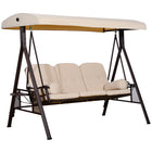 Outsunny - Balancelle de porche 3 places robuste avec auvent inclinable, beige-La balançoire extérieure autoportante robuste peut accueillir confortablement 3 personnes pour une expérience de détente
