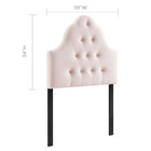 Modway - Sovereign Touffe de diamant Performance Velvet Tête de lit jumelée, Rose-Boutons élégants en forme de biscuit