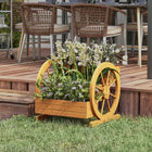 Outsunny - Jardinière surélevée à 3 niveaux - teck-Fabriqué avec des roues de style vintage pour devenir un point focal unique dans le jardin
