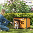 PawHut - Niche pour chien et chat d’extérieur et d’intérieur, toit ouvrable et résistant aux intempéries-Une trappe de porte et des avant-toits offrent un abri toutes saisons contre les éléments 