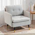 HOMCOM - Fauteuil d’appoint moderne avec large assise lounge - capitonné à boutons pour chambre à coucher - blanc crème - Paquet de 2-Le tissu respirant aspect lin reste frais et résiste aux plis, au boulochage et à la déformation 
