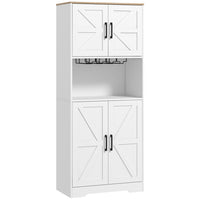 HOMCOM - Armoire de cuisine avec plan de travail pour four à micro-ondes - blanc-Deux armoires avec cinq étagères intérieures 