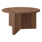 Hudson&Canal - Table basse ronde Anders de 81 cm de largeur, , noyer satiné-Le plateau de table a une capacité de poids de 50 lb