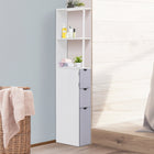 HOMCOM - Armoire de salle de bain étroite avec tiroir et étagères ouvertes - blanc, gris-Offre un grand espace de rangement avec style   