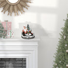 HOMCOM - Maisons de village de Noël éclairées par LED avec train rotatif-2 modes peuvent être sélectionnés : Lumière LED avec musique, lumière LED sans musique 