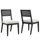 Modway - Nimba Faux rotin Tissu Chaises de salle à manger Ensemble de 2 - Tissage à bruyère gris clair-Ensemble de 2 chaises à manger sans accoudoirs