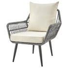 Manhattan Comfort - Ensemble moderne de patio Cannes pour 2 personnes avec table d’appoint - gris et crème - lot de 3-10
