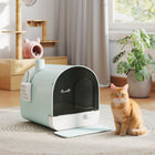 PawHut - Bac à litière pour chat avec couvercle, plateau amovible, pelle, filtre - vert-Équipé d’un filtre pour empêcher les odeurs de s’échapper 