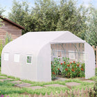 Outsunny - Serre tunnel portable à entrée marchable - 11,5 pi x 10 pi x 6,6 pi- Quatre tubes de renfort inclinés sur le cadre pour une stabilité supplémentaire  
