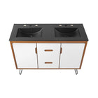 Modway - Energize Double évier 48" Vanette de salle de bain - Noir blanc cerise-Assemblée requise