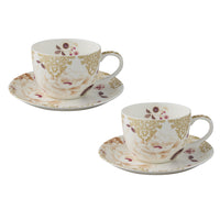 Maxwell & Williams Kimono Tasse à thé et soucoupe blanche 300 ml - Lot de 2-Fabriqué en porcelaine fine