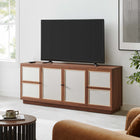 Modway - Capri 63 po Grains de bois TV Console, Noyer-Portes texturées en lin