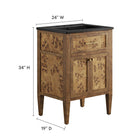 Modway - Elysian 24" Vanette de salle de bain - Noir brun-Bassin d’évier en céramique