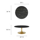 Modway - Lippa Rond de 36 po Faux marbre Table basse - Or Noir-Table en marbre artificiel