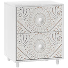 HOMCOM - Table de nuit, style mi-siècle pour chambre à coucher - blanc-Façade de style mi-siècle avec des sculptures uniques qui rehaussent l'esthétique de la pièce