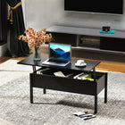 HOMCOM - Table basse moderne relevable 39 po avec compartiment de rangement caché - noir-Plateau spacieux et relevable offrant un espace de travail confortable