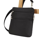 Travelon - Sac bandoulière mince classique antivol à double fermeture éclair - 9 po l x 10,25 po H x 1 po P - Noir-Fentes intérieures RFID pour cartes et passeport avec grande poche à fermeture éclair