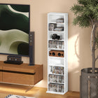 HOMCOM - Armoire de rangement multimédia à 9 niveaux - 55.1 po H - blanc-Couleur : Blanc