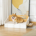 PawHut - Lit surélevé pour chien avec bols et housse lavable-Poignées latérales pour un transport facile