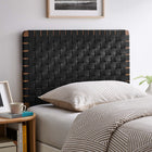 Modway - Sparta Tissage Cuir végane Tête de lit jumelée, Noir noyer-Ossature en bois