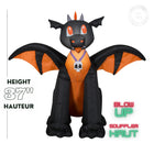 GEMMY - Dragon gonflable ailé noir et orange pour Halloween - 94 cm-Se dégonfle pour un rangement facile