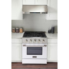 Kucht - 30 po Série KDF Cuisinière Pro Style au gaz naturel - Acier inoxydable/Blanc-Les grilles robustes en fonte permettent de déplacer facilement les casseroles entre les brûleurs sans avoir à les soulever