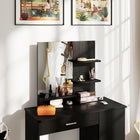 HOMCOM - Coiffeuse avec miroir et étagères - 35,4 po L x 15 po l x 54,3 po H - noir-Couleur : Noir vieilli 