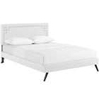 Modway - Ruthie Vinyle Lit à plateforme Queen avec pieds ronds et écartés, Blanc-Cadre en bois / panneau en particules