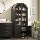 HOMCOM - Armoire de cuisine arche 71 po H - noir-Fabriqué en MDF avec des charnières à fermeture douce, assurant une utilisation silencieuse et une grande durabilité 