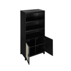 Manhattan Comfort - Sheridan 31,49 po Bibliothèque Armoire Style Mid-Century Moderne - Noir-Étagères réglables et portes à fermeture douce