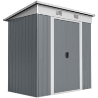 Outsunny - Abri de rangement extérieur 6 pi x 4 pi avec portes coulissantes verrouillables et aérations - gris-Espace de rangement ample  
