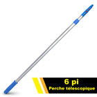 Gritt Commercial - Manche télescopique de 6 pi - Aluminium, ajustable - longueur de 3,5 à 6 pi - Lot de 12-Connexion au manche : clic/lock, extrémité conique et extrémité filetée