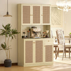 HOMCOM - Armoire de cuisine avec comptoir ouvert et vaisselier - bois naturel-Pratiques tiroirs de rangement pour les petits essentiels 