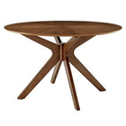 Modway - Crossroads Rond 47 po Bois Table à manger, Noyer-Table moderne du milieu du siècle